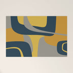 Midcentury Modern Abstract 2 in Mustard, Navy Blue, and Gray Welcome Mat Gallery Image 1
