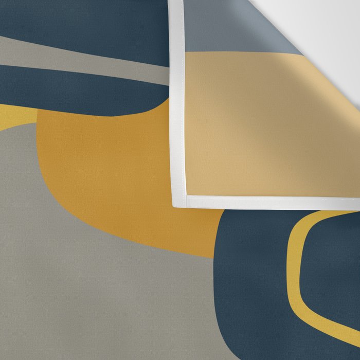Midcentury Modern Abstract 2 in Mustard, Navy Blue, and Gray Wall Tapestry Gallery Image 3