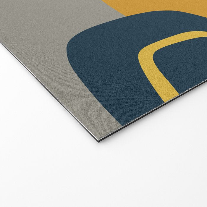 Midcentury Modern Abstract 2 in Mustard, Navy Blue, and Gray Welcome Mat Gallery Image 2