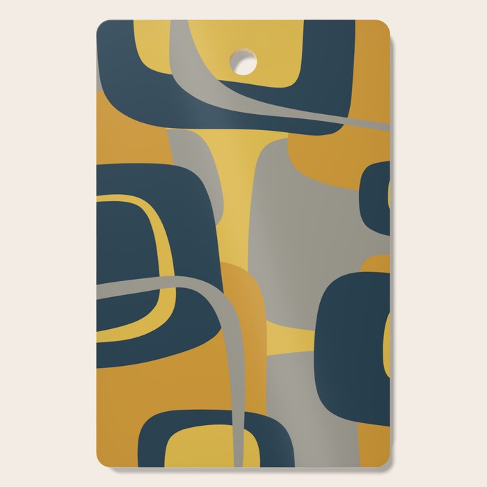 Midcentury Modern Abstract 2 in Mustard, Navy Blue, and Gray Cutting Board Gallery Image 1