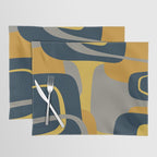 Midcentury Modern Abstract 2 in Mustard, Navy Blue, and Gray Placemat Gallery Image 1
