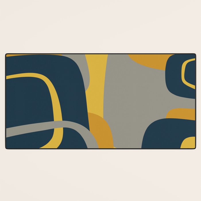 Midcentury Modern Abstract 2 in Mustard, Navy Blue, and Gray Desk Mat Gallery Image 3