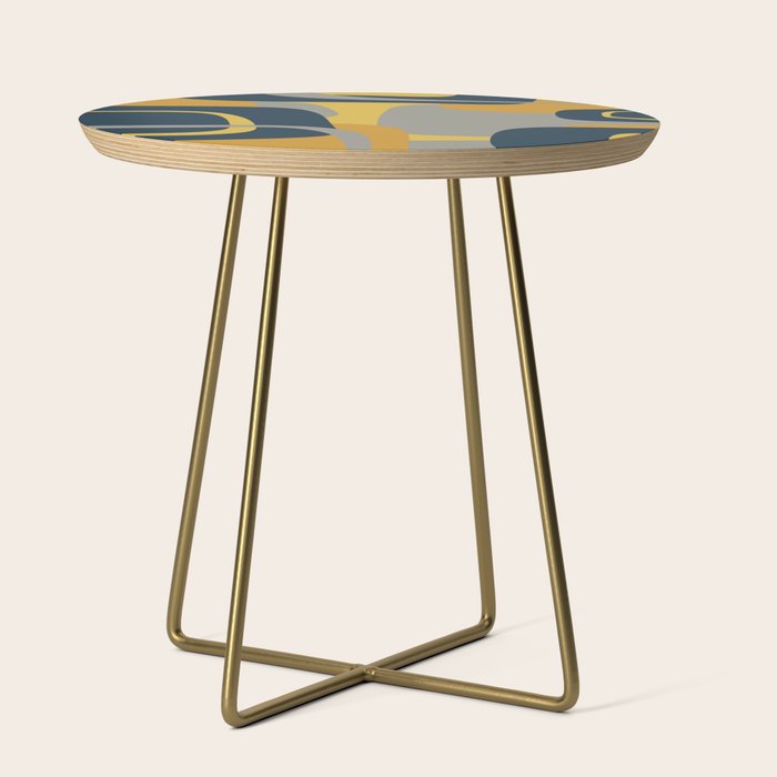 Midcentury Modern Abstract 2 in Mustard, Navy Blue, and Gray Side Table Gallery Image 1