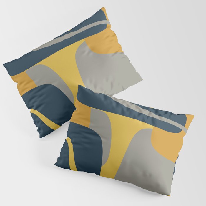 Midcentury Modern Abstract 2 in Mustard, Navy Blue, and Gray Pillow Sham Gallery Image 3