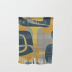 Midcentury Modern Abstract 2 in Mustard, Navy Blue, and Gray Wall Hanging Gallery Image 1