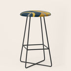 Midcentury Modern Abstract 2 in Mustard, Navy Blue, and Gray Stool Gallery Image 1