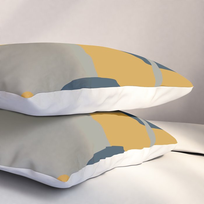 Midcentury Modern Abstract 2 in Mustard, Navy Blue, and Gray Pillow Sham Gallery Image 3