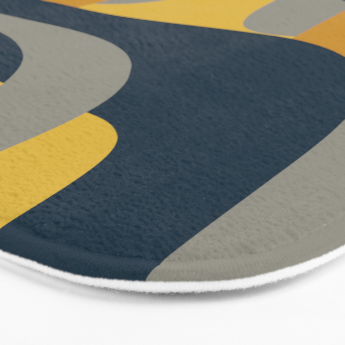 Midcentury Modern Abstract 2 in Mustard, Navy Blue, and Gray Bath Mat Gallery Image 3