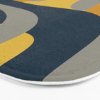 Midcentury Modern Abstract 2 in Mustard, Navy Blue, and Gray Bath Mat Gallery Image 3