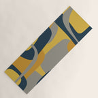 Midcentury Modern Abstract 2 in Mustard, Navy Blue, and Gray Yoga Mat Gallery Image 1