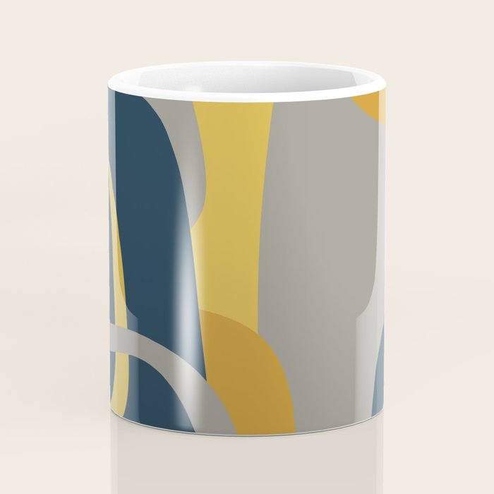 Midcentury Modern Abstract 2 in Mustard, Navy Blue, and Gray Coffee Mug Gallery Image 4