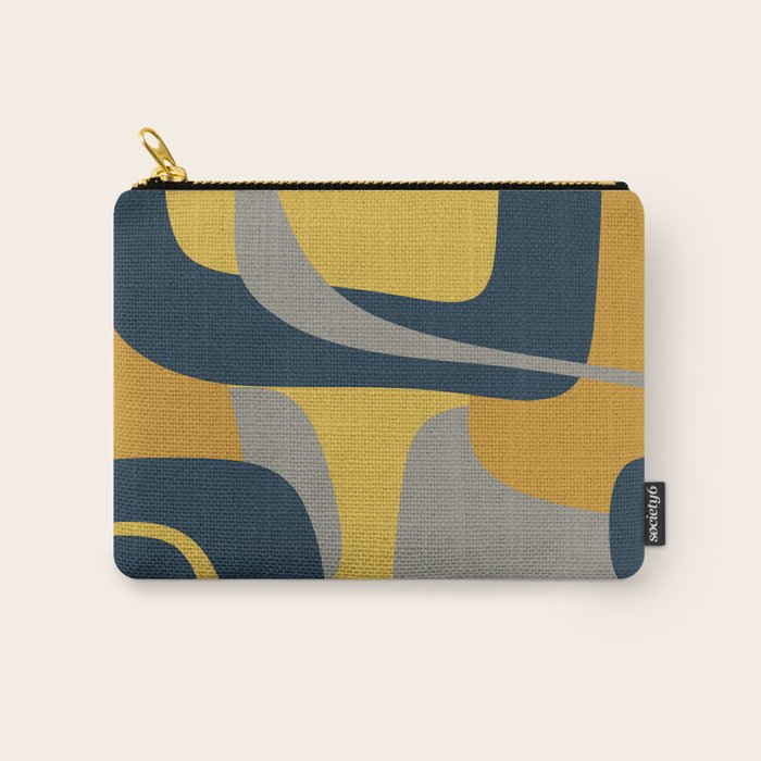 Midcentury Modern Abstract 2 in Mustard, Navy Blue, and Gray Carry All Pouch Gallery Image 1