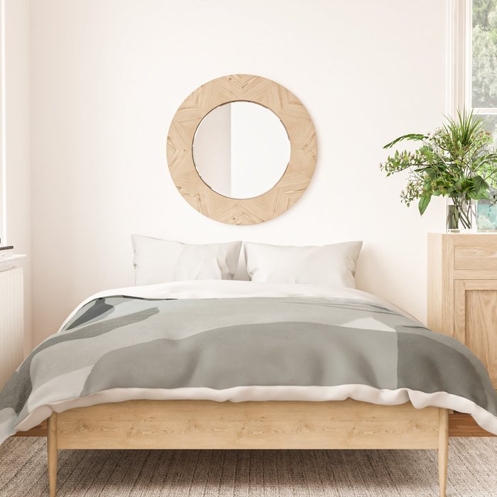 Abstract Botanical Mid Century Art Greenish Grey Duvet Cover Gallery Image 3