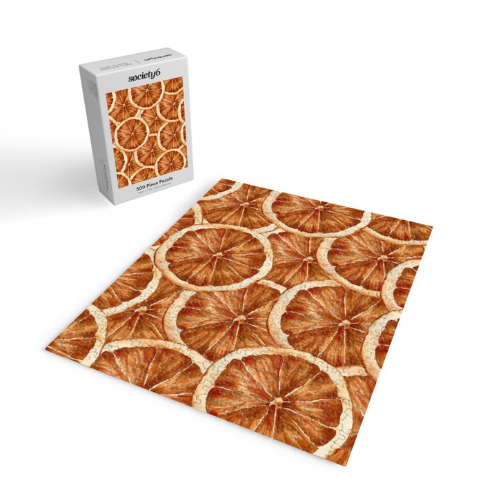 Watercolor, Festive Oranges Jigsaw Puzzle Gallery Image 2