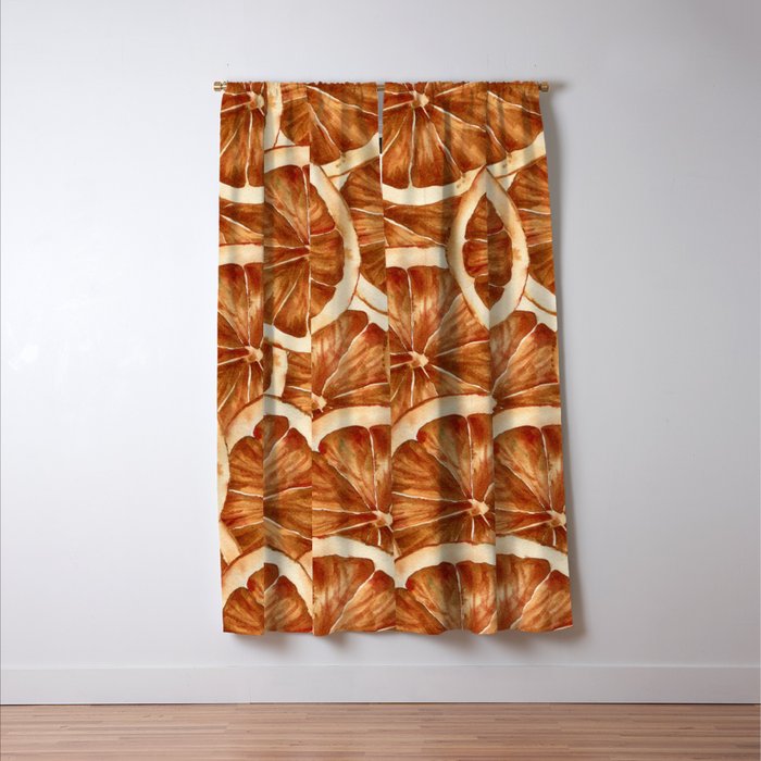 Watercolor, Festive Oranges Window Curtain Gallery Image 3