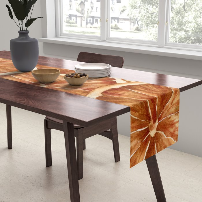 Watercolor, Festive Oranges Table Runner Gallery Image 2
