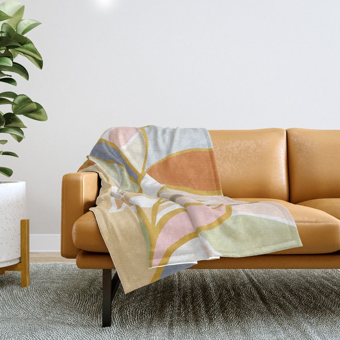 Closer to Nature Nº1 - Pastel line-art Throw Blanket Gallery Image 1