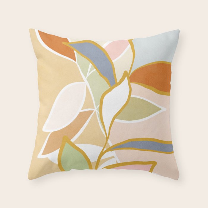 Closer to Nature Nº1 - Pastel line-art Throw Pillow Gallery Image 6