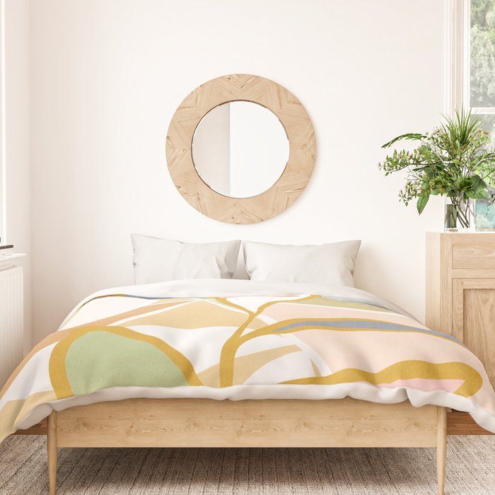 Closer to Nature Nº1 - Pastel line-art Duvet Cover Gallery Image 3
