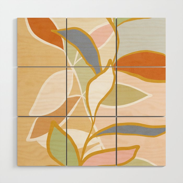 Closer to Nature Nº1 - Pastel line-art Wood Wall Art Gallery Image 1