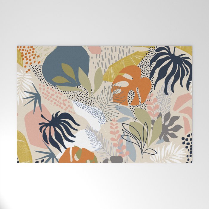 Tropical Foliage Pattern 1 - Retro Boho Welcome Mat Gallery Image 1