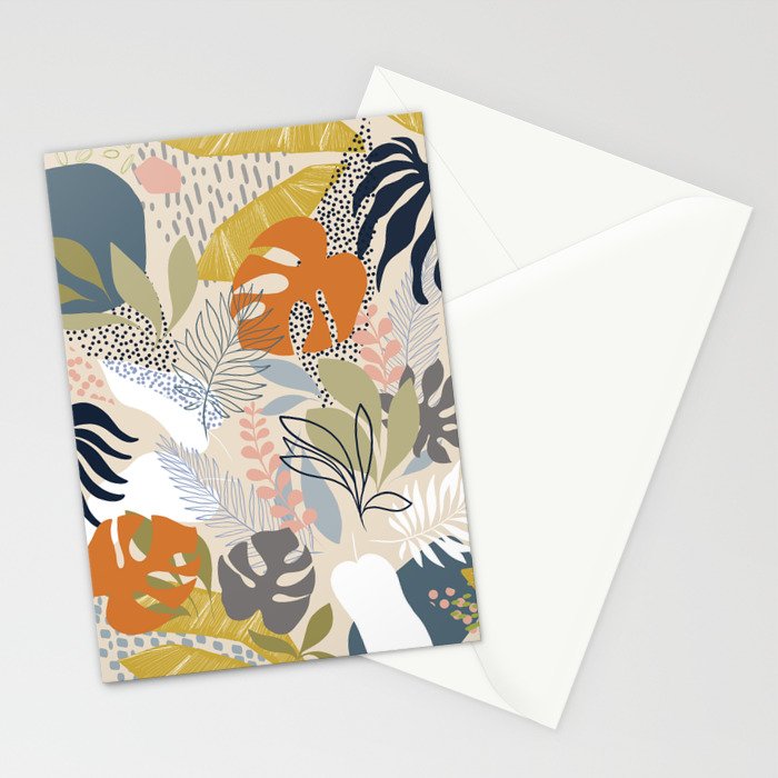 Tropical Foliage Pattern 1 - Retro Boho Stationery Card Gallery Image 2