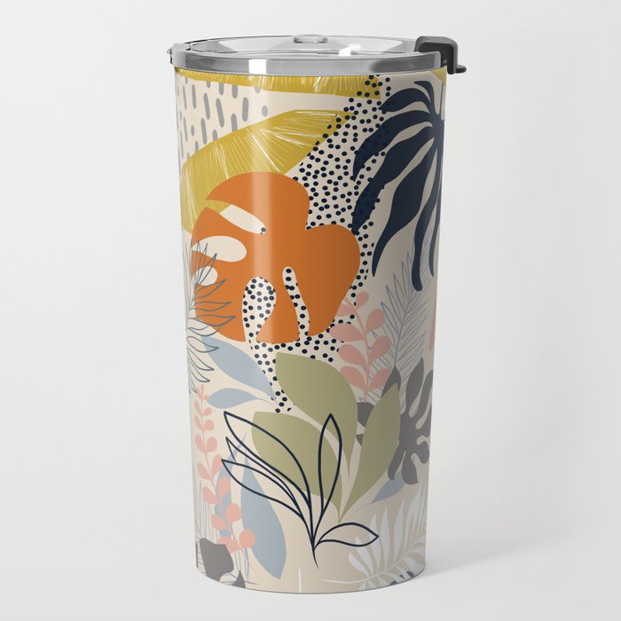 Tropical Foliage Pattern 1 - Retro Boho Travel Mug Gallery Image 2