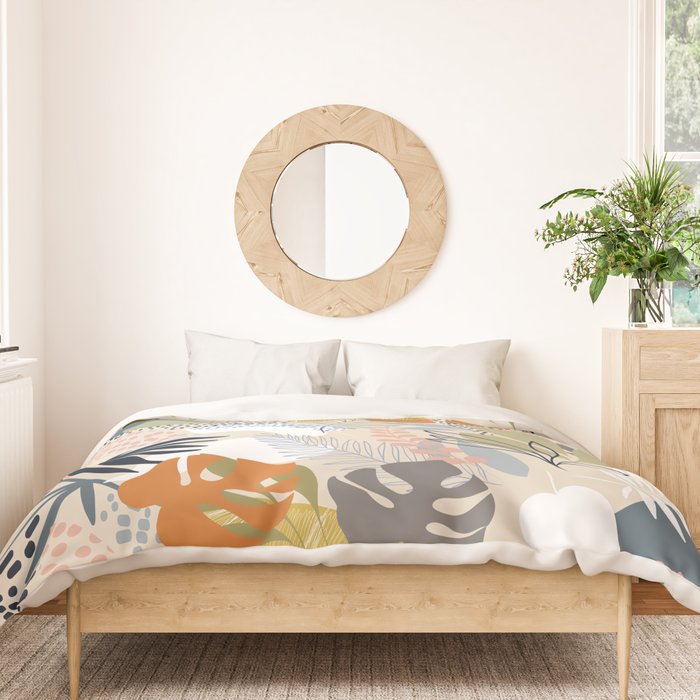 Tropical Foliage Pattern 1 - Retro Boho Duvet Cover Gallery Image 3