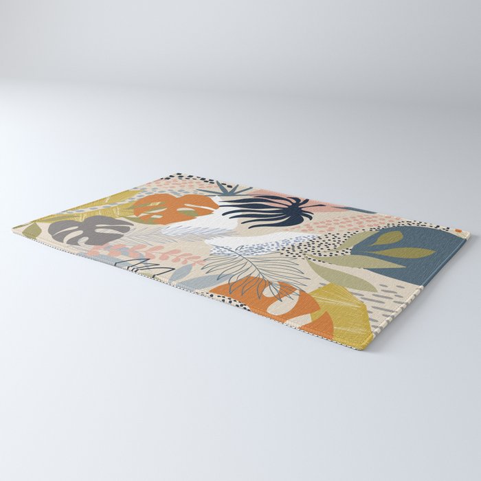 Tropical Foliage Pattern 1 - Retro Boho Rug Gallery Image 3