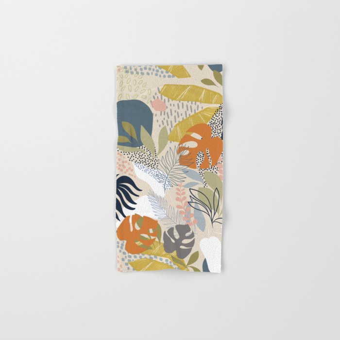 Tropical Foliage Pattern 1 - Retro Boho Bath Towel Gallery Image 1