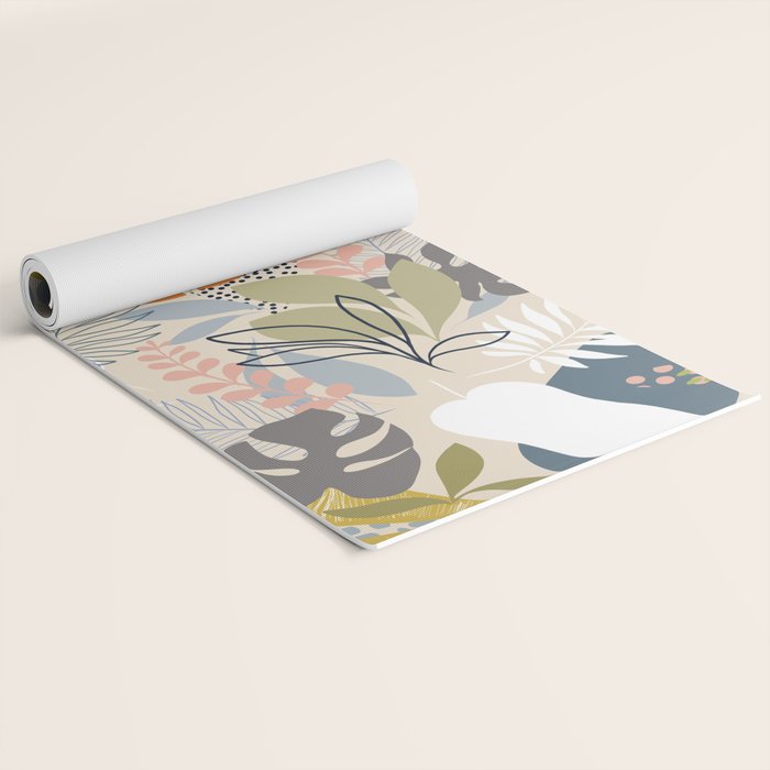 Tropical Foliage Pattern 1 - Retro Boho Yoga Mat Gallery Image 2
