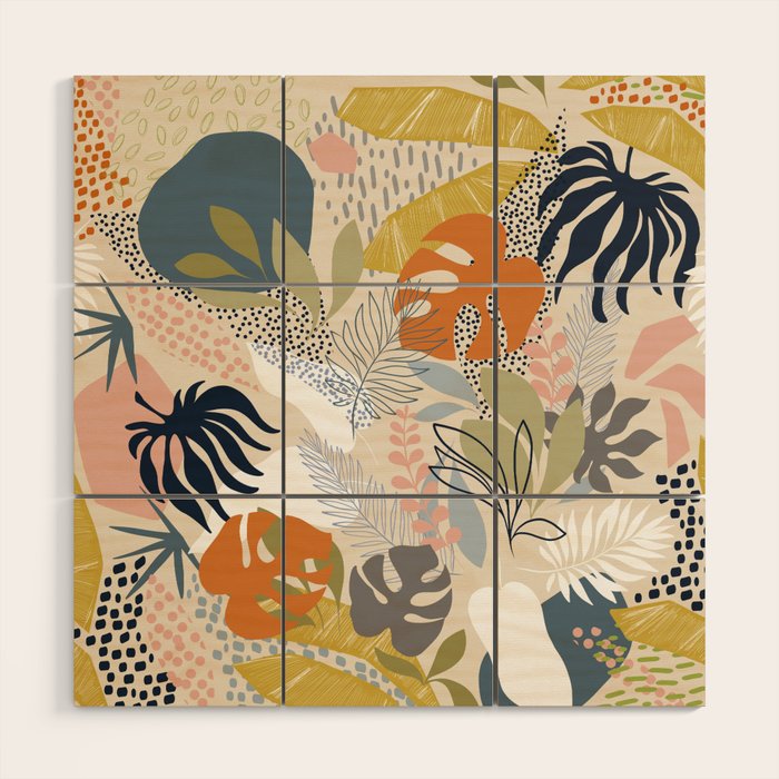 Tropical Foliage Pattern 1 - Retro Boho Wood Wall Art Gallery Image 1