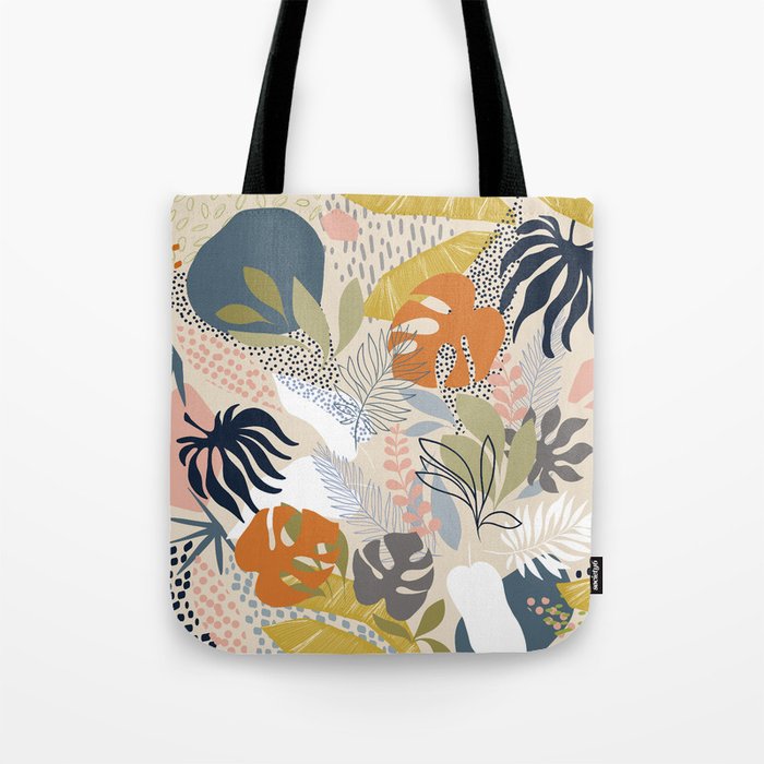 Tropical Foliage Pattern 1 - Retro Boho Tote Bag Gallery Image 1