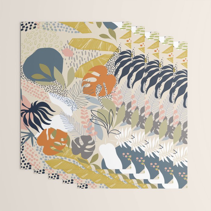 Tropical Foliage Pattern 1 - Retro Boho Wrapping Paper Gallery Image 3