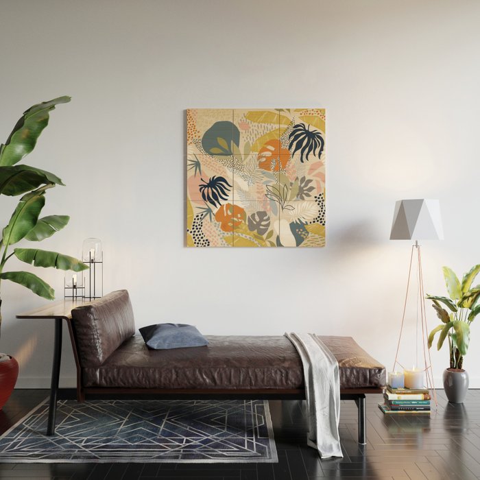 Tropical Foliage Pattern 1 - Retro Boho Wood Wall Art Gallery Image 2