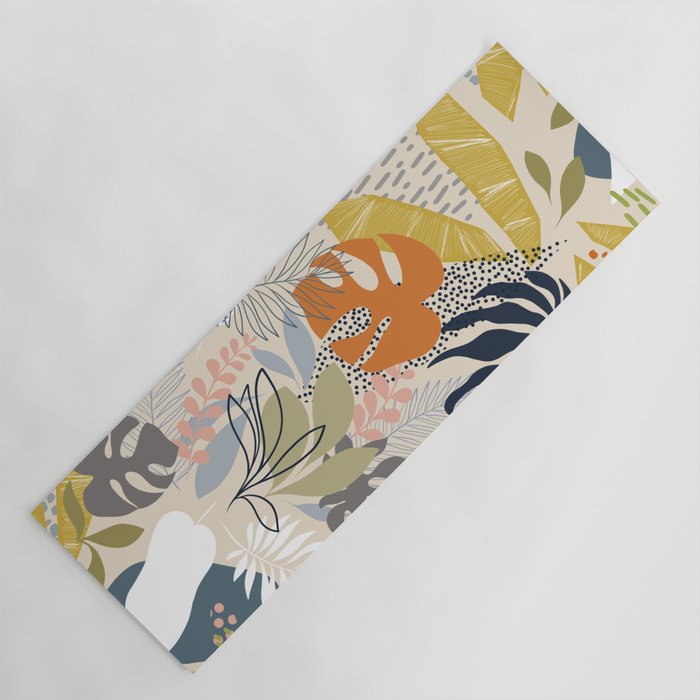 Tropical Foliage Pattern 1 - Retro Boho Yoga Mat Gallery Image 1