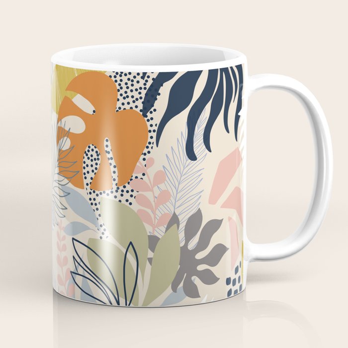 Tropical Foliage Pattern 1 - Retro Boho Coffee Mug Gallery Image 1