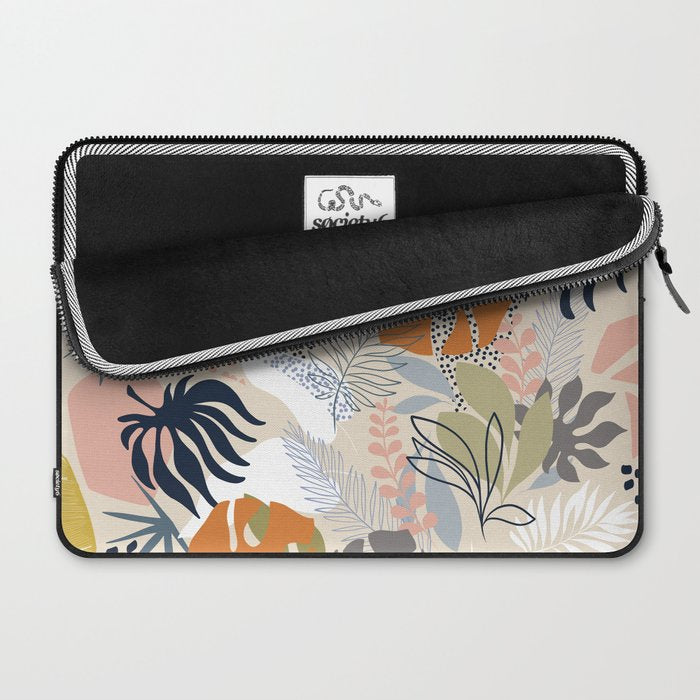 Tropical Foliage Pattern 1 - Retro Boho Laptop Sleeve Gallery Image 2