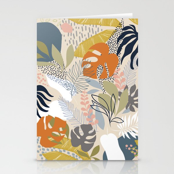 Tropical Foliage Pattern 1 - Retro Boho Stationery Card Gallery Image 2