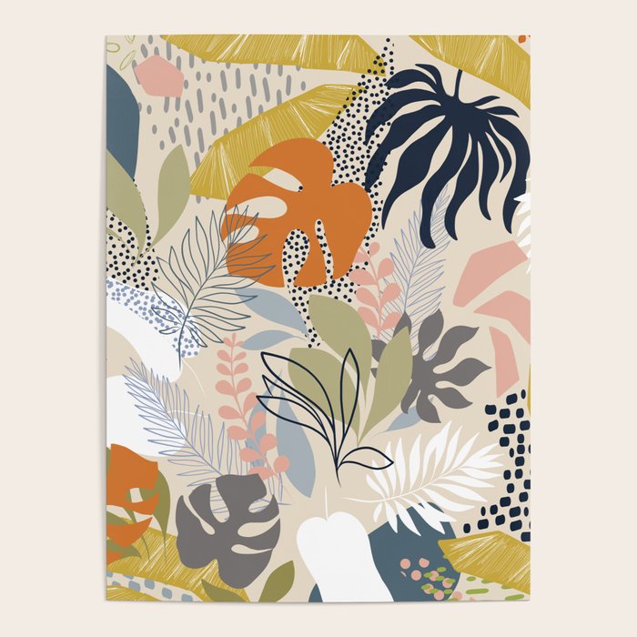 Tropical Foliage Pattern 1 - Retro Boho Poster Gallery Image 4