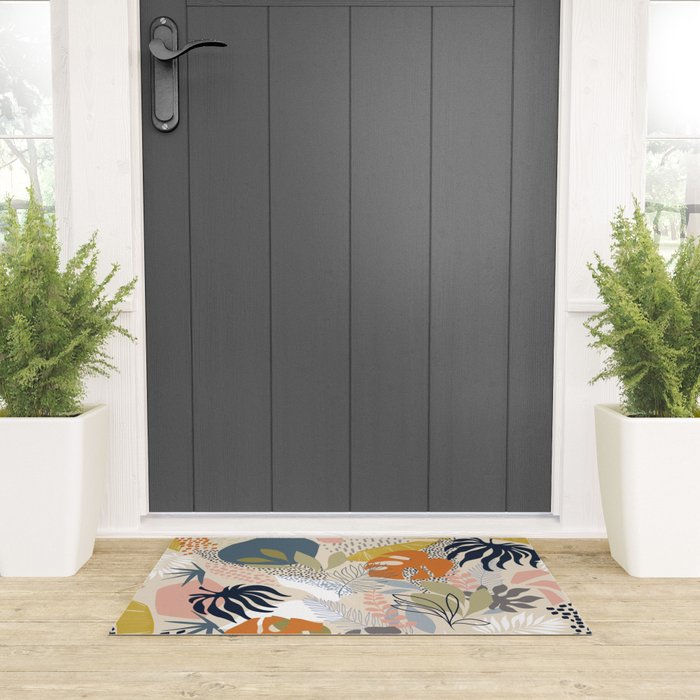 Tropical Foliage Pattern 1 - Retro Boho Welcome Mat Gallery Image 3