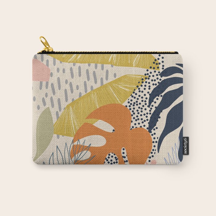 Tropical Foliage Pattern 1 - Retro Boho Carry All Pouch Gallery Image 1