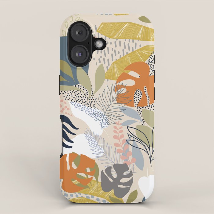 Tropical Foliage Pattern 1 - Retro Boho iPhone Case Gallery Image 1