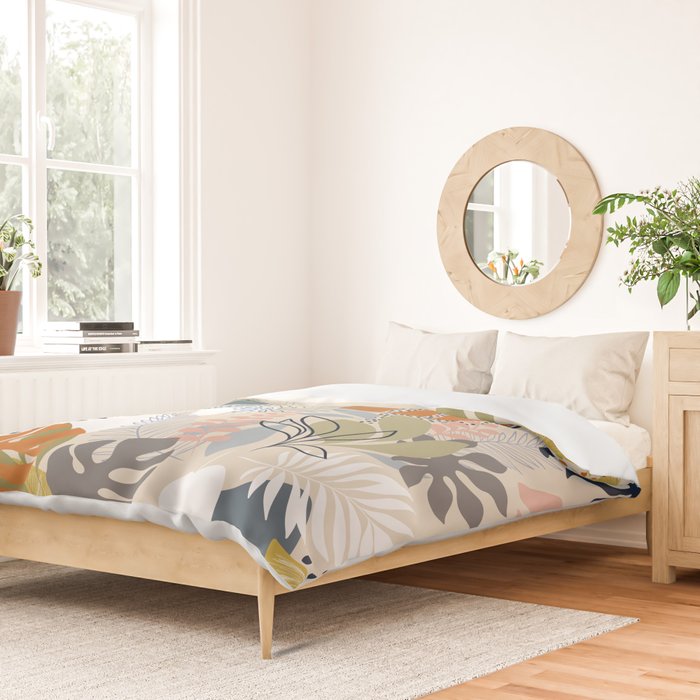 Tropical Foliage Pattern 1 - Retro Boho Duvet Cover Gallery Image 2