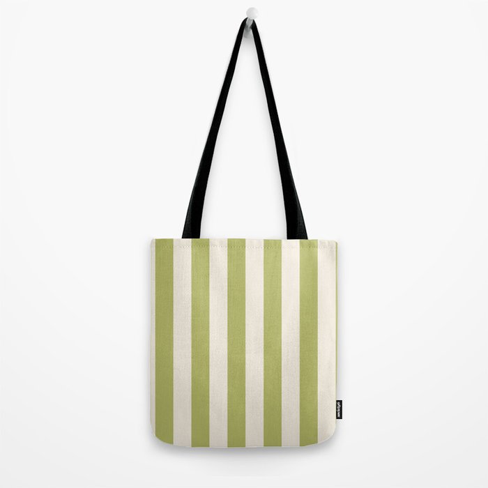Duo I - Green and Butter Stripes Tote Bag Gallery Image 2
