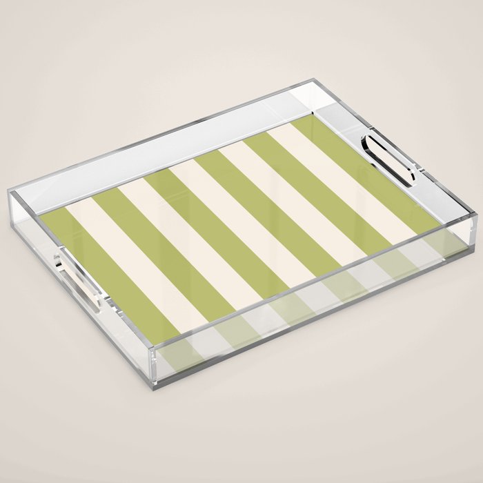 Duo I - Green and Butter Stripes Acrylic Tray Gallery Image 1