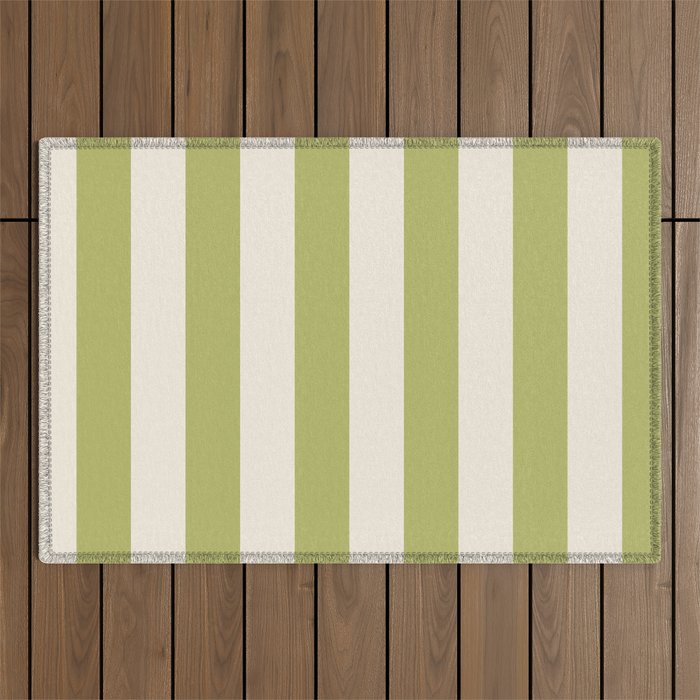 Duo I - Green and Butter Stripes Outdoor Rug Gallery Image 1