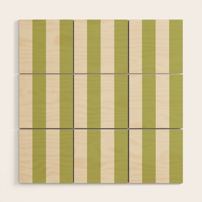 Duo I - Green and Butter Stripes Wood Wall Art Gallery Image 1