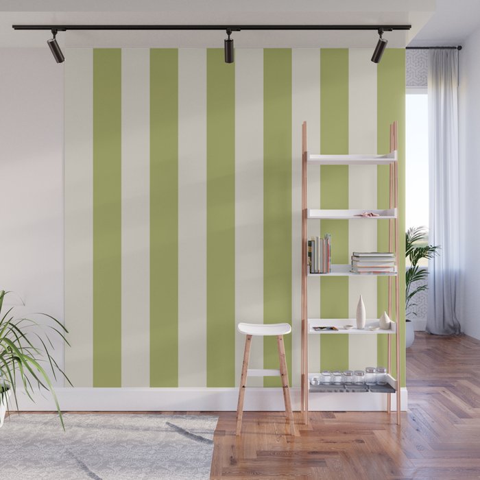 Duo I - Green and Butter Stripes Wall Mural Gallery Image 1