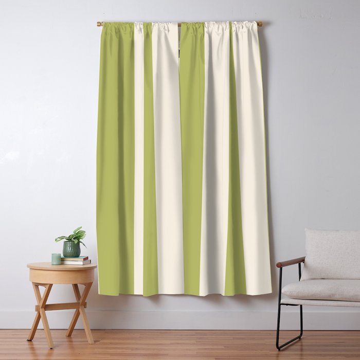 Duo I - Green and Butter Stripes Window Curtain Gallery Image 1